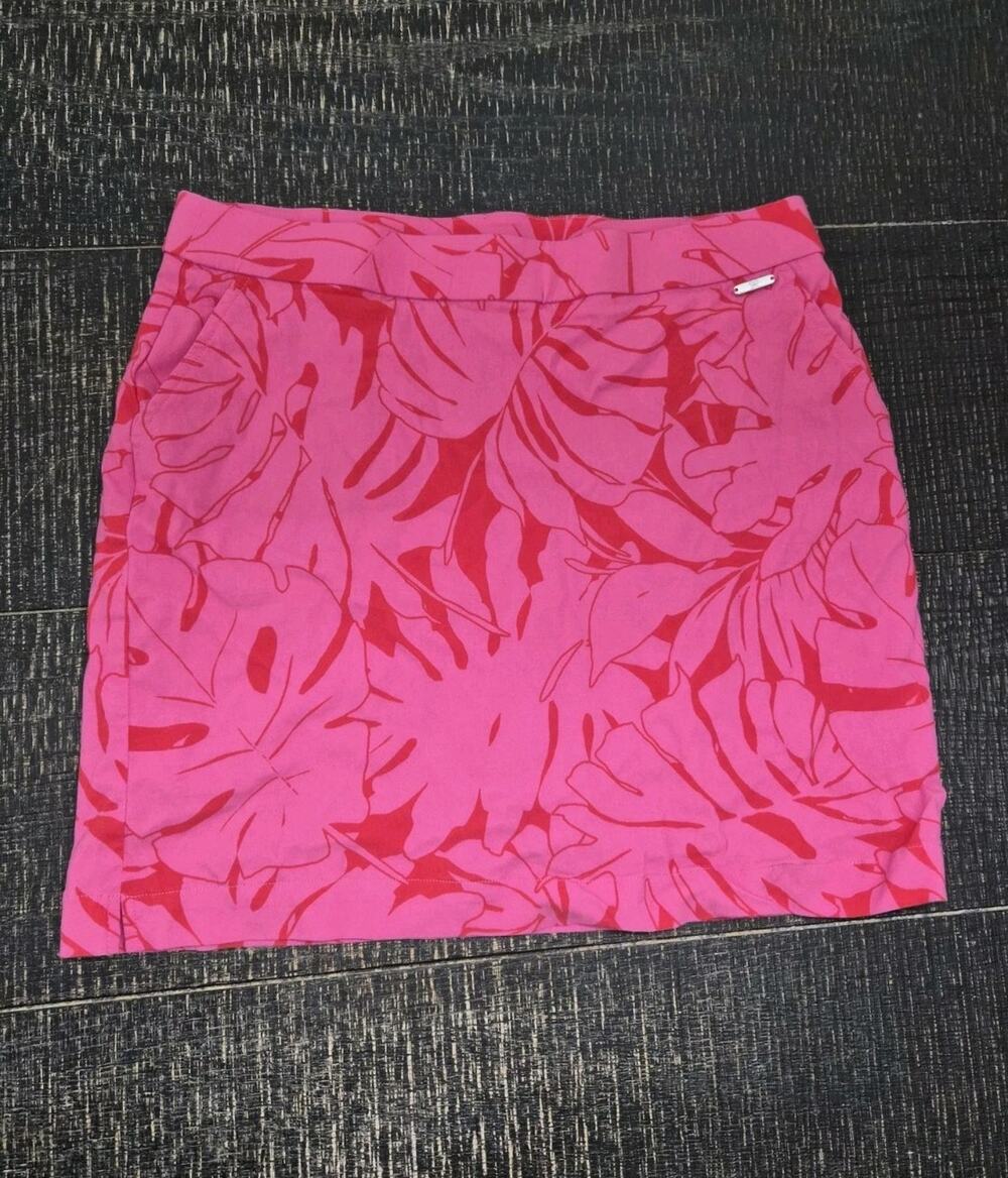 Size Medium Rafaella Skort Skirt Womens Pink Palm Leaf Print Stretch Pockets